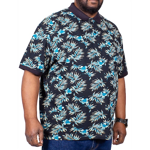 KAM Floral Polo Shirt Navy