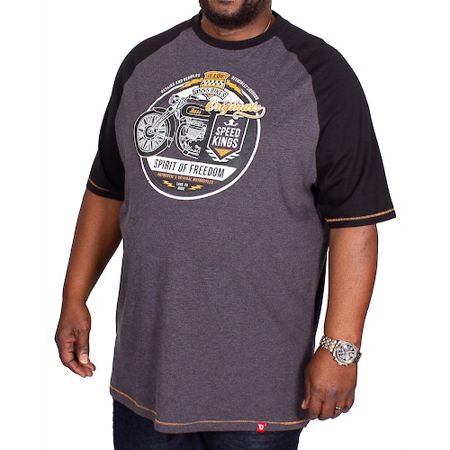 D555 Dallas Raglan Printed T-Shirt Charcoal