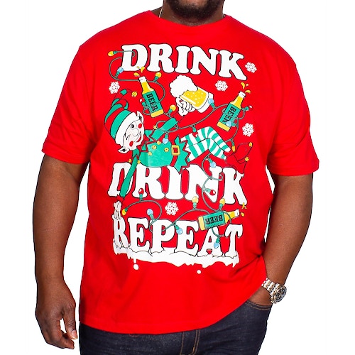 Elf Christmas Print T-Shirt Red