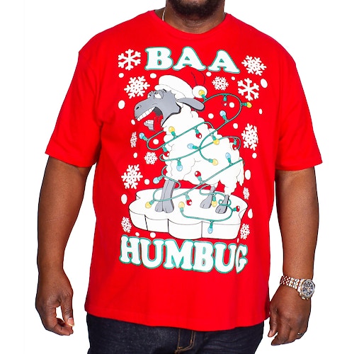 Pierre Roche T-Shirt mit Baa Humbug Weihnachtsaufdruck Rot