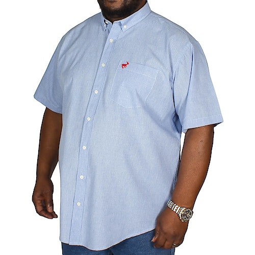 Bigdude Short Sleeve Textured Shirt Blue