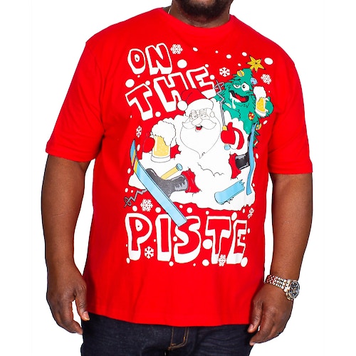 Pierre Roche T-Shirt mit On the Piste Weihnachtsaufdruck Rot