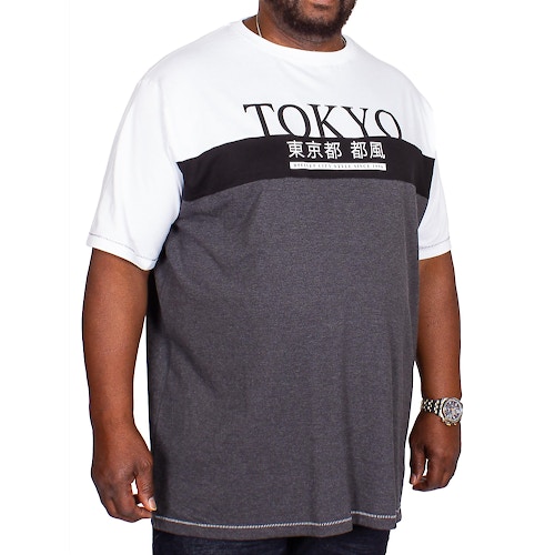 D555 Morris Tokyo Print Cut & Sew T-Shirt Charcoal