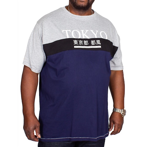 D555 Morris Tokyo Print Cut & Sew T-Shirt Navy