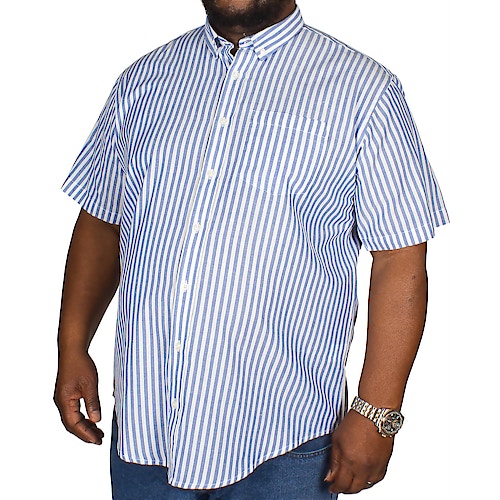 Bigdude Short Sleeve Stripe Shirt Blue