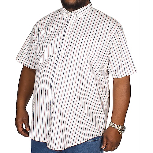 Bigdude Short Sleeve Stripe Shirt White