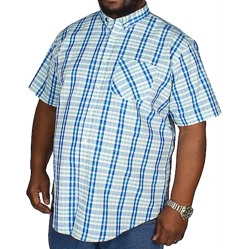 Bigdude Short Sleeve Check Shirt Blue