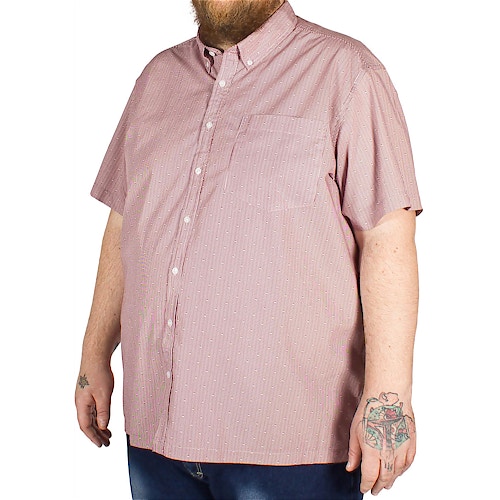 Bigdude Short Sleeve Stripe and Circle Print Shirt Burgundy