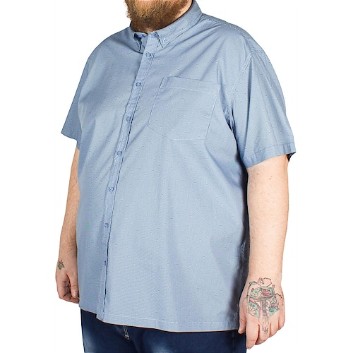 Bigdude Short Sleeve Stripe and Circle Print Shirt Blue