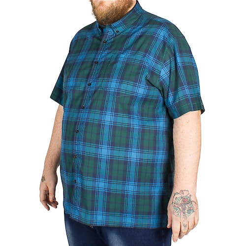 Bigdude Short Sleeve Check Shirt Navy/Green
