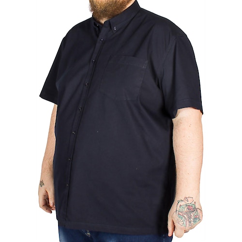 Bigdude Textured Stripe Short Sleeve Shirt Navy