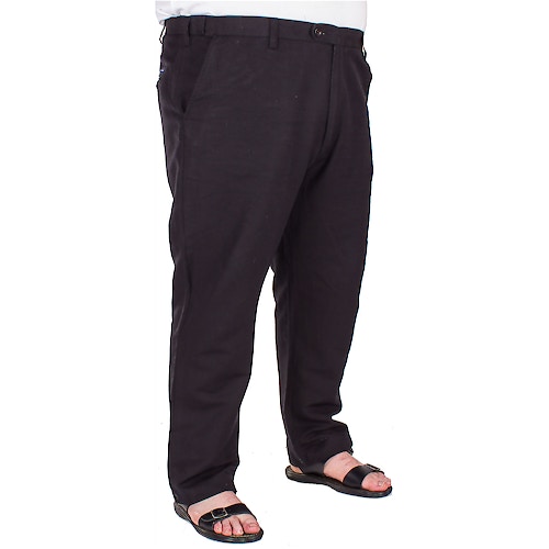 Ed Baxter Salvador Flat Fronted Linen Black Trousers