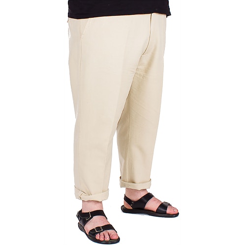 Ed Baxter Salvador Flat Fronted Linen Beige Trousers