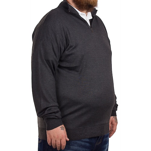 D555 Pacific Charcoal Plain Sweater With Zip
