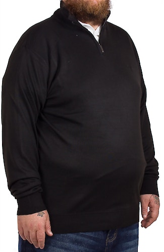 D555 Pacific Black Plain Sweater With Zip