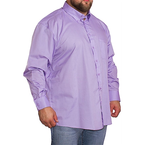 Espionage Traditional Long Sleeve Button Down Plain Shirt Lilac