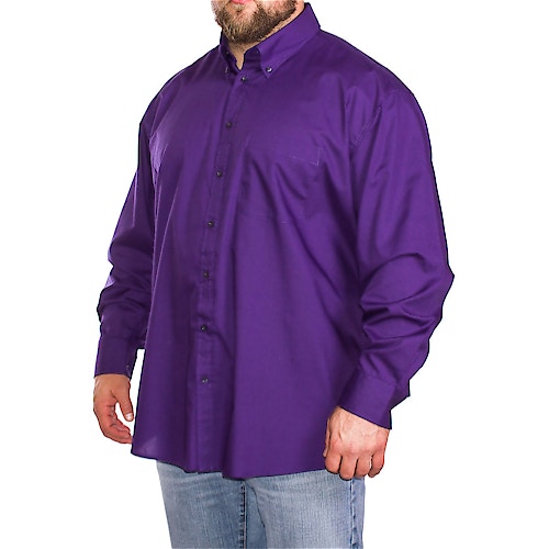 Espionage Traditional Long Sleeve Button Down Plain Shirt Purple