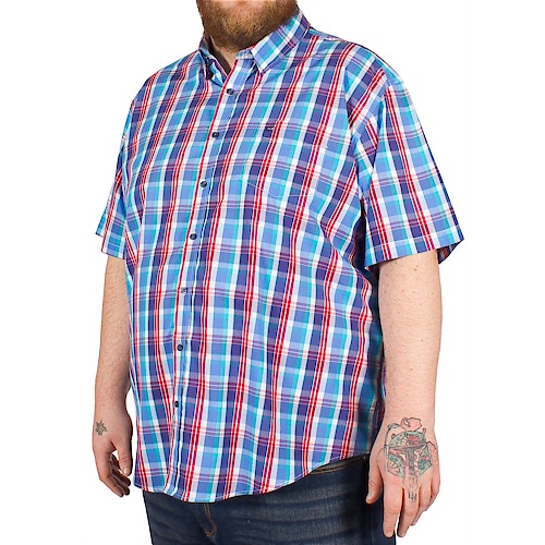 Peter Gribby Short Sleeved Checked Shirt Navy/Red