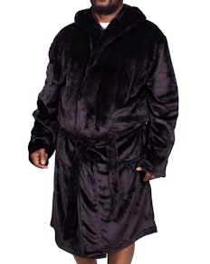Bigdude Hooded Fleece Dressing Gown Black
