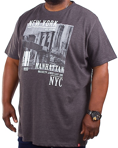 D555 Wesley New York Print T-Shirt Charcoal