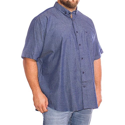 Cotton Valley Short Sleeve All Over Print Shirt Navy
