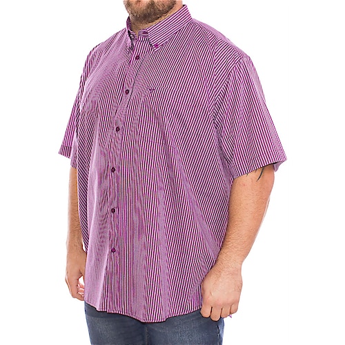 Cotton Valley Short Sleeve Wine Striped Shirt
