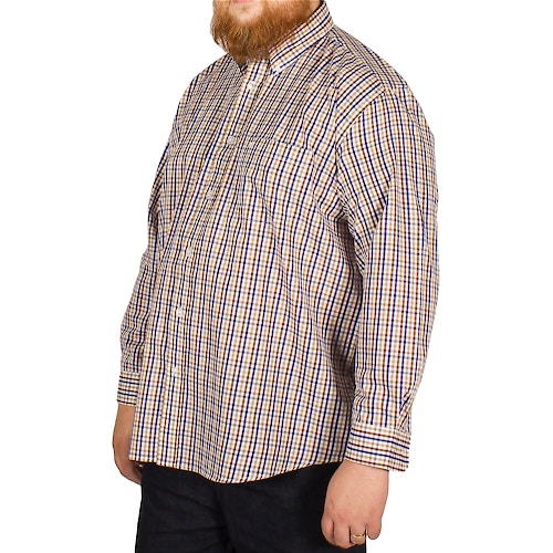 Cotton Valley Long Sleeved Check Shirt Brown