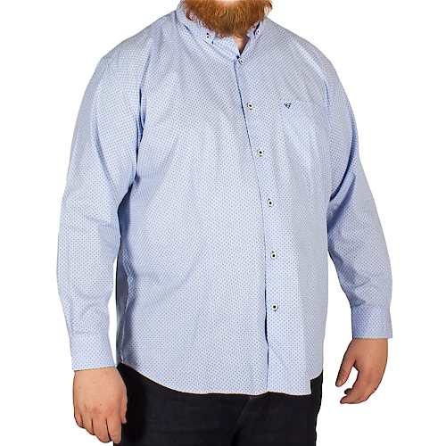 Cotton Valley Long Sleeved Diamond Pattern Shirt Blue