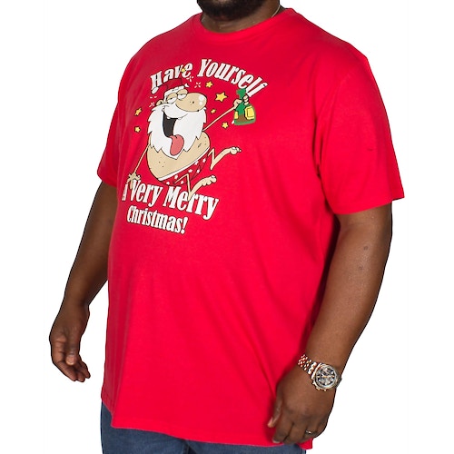 D555 T-Shirt mit Weihnachtsprint Rot