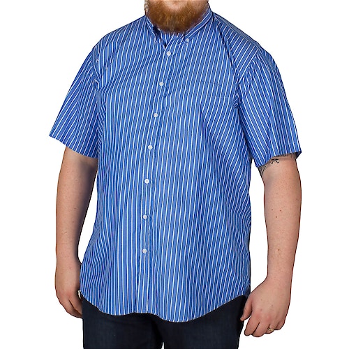 Espionage Short Sleeve Stripe Shirt Blue/White