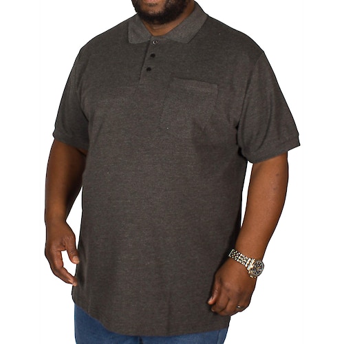 Bigdude Poloshirt mit Brusttasche Grau Tall Fit 