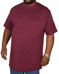 Bigdude T-Shirt mit Rundhalsausschnitt Weinrot Tall Fit 