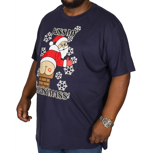 D555 T-Shirt mit frechem Weihnachtsprint Blau