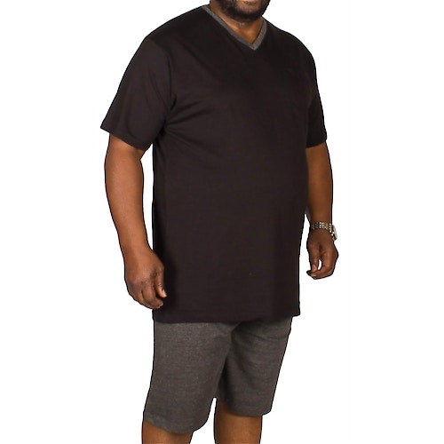 Bigdude Short V-Neck Pyjamas Black/Charcoal