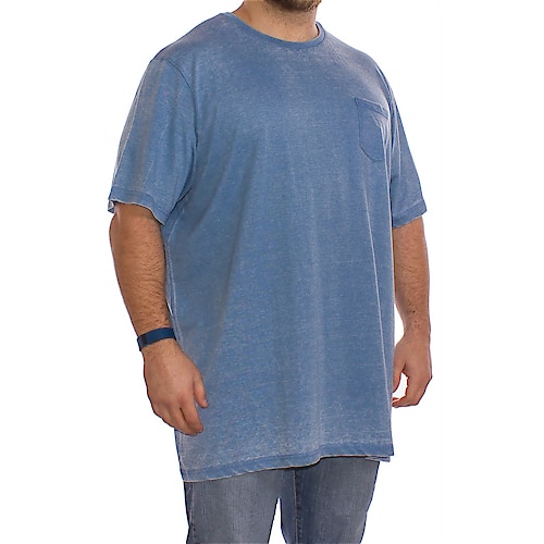 D555 Mavi Burn Out Pocket Blue T-Shirt