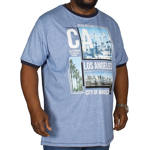 D555 T-Shirt Los Angeles Print Blau