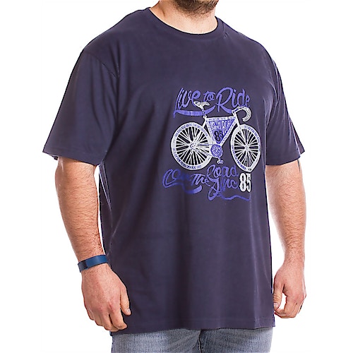 Kam Navy Cycle Print T-Shirt