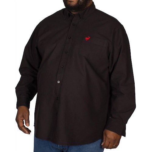 Bigdude Long Sleeve Oxford Shirt With Pocket Black