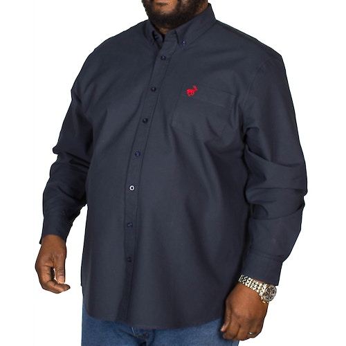 Bigdude Long Sleeve Oxford Shirt With Pocket Navy