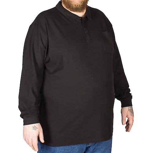 Espionage Plain Long Sleeve Polo Shirt Black