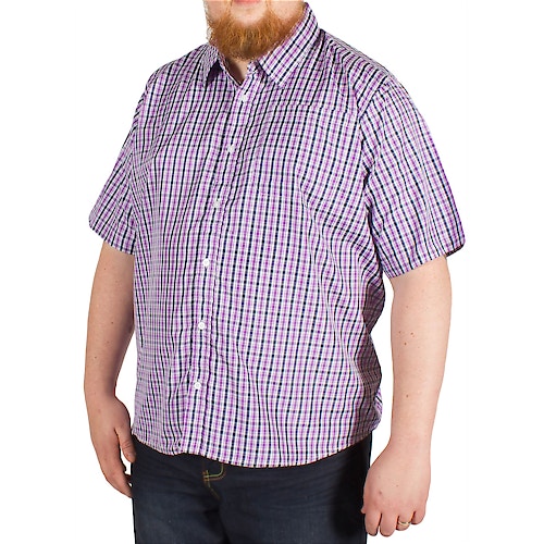 Pierre Roche Short Sleeved Purple Check Shirt