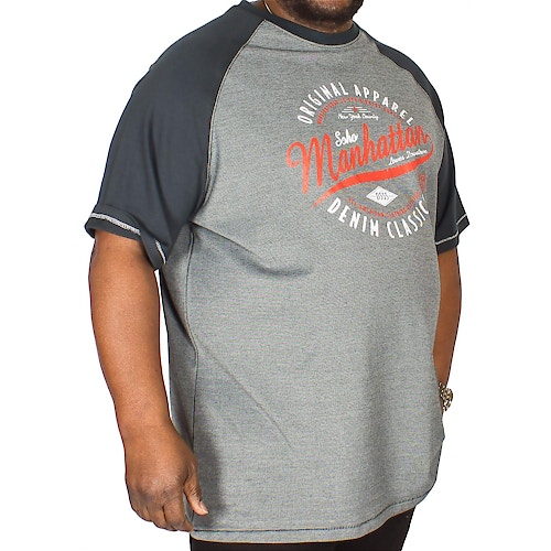 D555 Manhattan Print T-Shirt Gunner Grau Tall Fit 