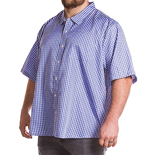 Pierre Roche Short Sleeve Blue Check Shirt
