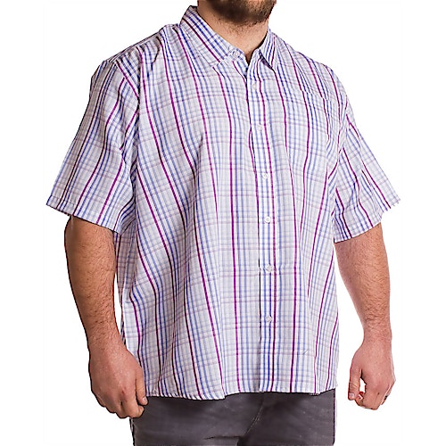 Pierre Roche Short Sleeve Lilac Check Shirt