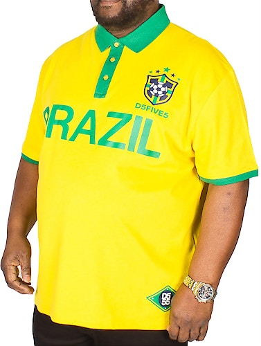 D555 Silva Brazil Football Polo Shirt Yellow