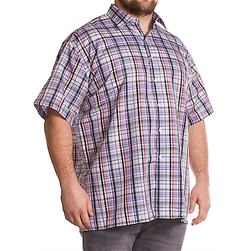 Fitzgerald Morgan Short Sleeve Purple Check Shirt