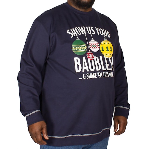 D555 Baubles Print Christmas Sweatshirt Navy