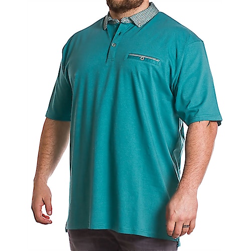 KAM Teal Jersey Polo Shirt with Contrast Collar