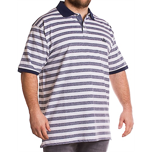 KAM Navy Stripe Short Sleeve Polo Shirt