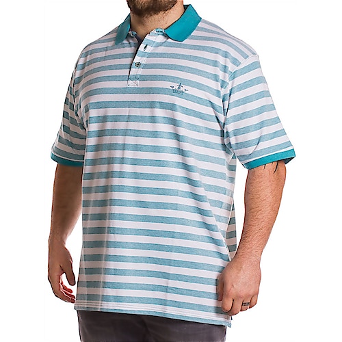KAM Teal Stripe Short Sleeve Polo Shirt